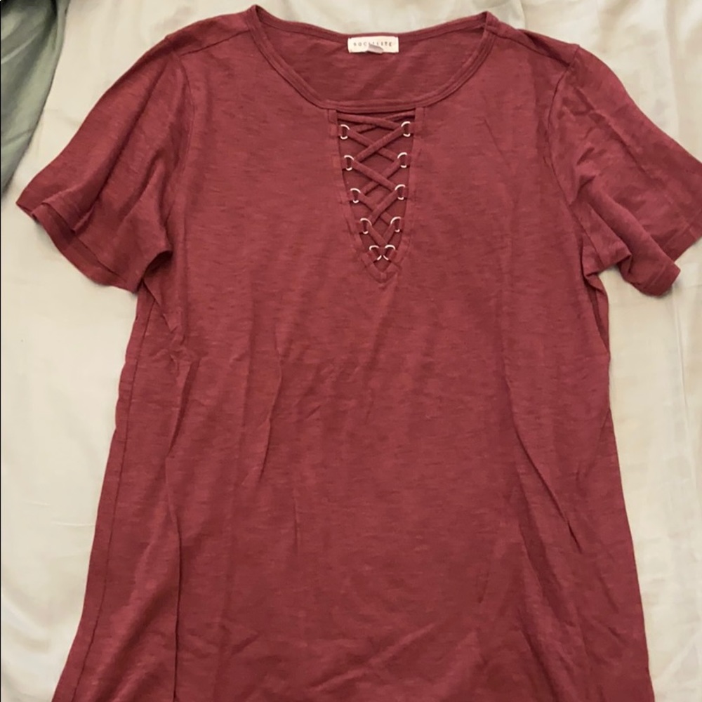 Dark Mauve Faux Lace-up top🖤